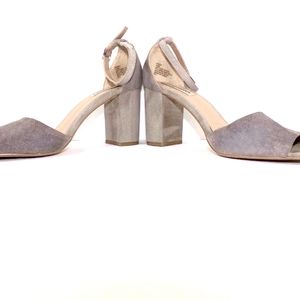 STEVE MARTIN Gray Suede High Heel With Ankle Wrap